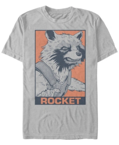 Marvel Men's Guardians Of The Galaxy Pop Art Rocket Short Sleeve T-shirt In Silver