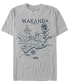 Marvel Men's Black Panther Wakanda World Map Short Sleeve T-shirt In Silver