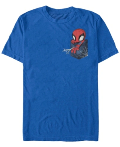 Marvel Men's Spider-man Left Chest Pocket Short Sleeve T-shirt In Royal