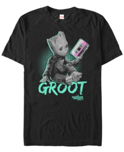 Marvel Men's Guardians Of The Galaxy Vol. 2 Curious Neon Baby Groot Short Sleeve T-shirt In Black