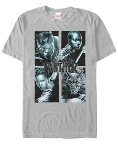 Marvel Men's Black Panther Portrait Group Shot Short Sleeve T-shirt In Silver