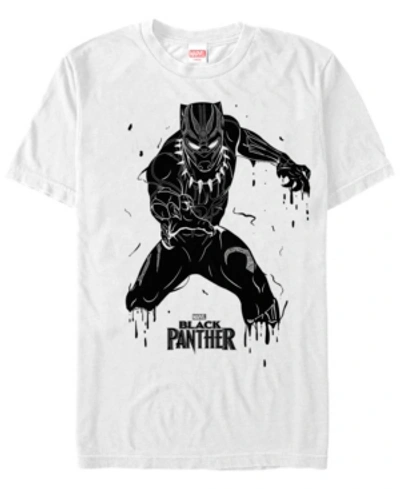Marvel Men's Black Panther Paint Dripping Panther Short Sleeve T-shirt In White