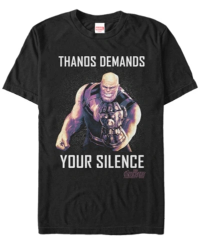 Marvel Men's Avengers Infinity War Thanos Demands Silence Short Sleeve T-shirt In Black