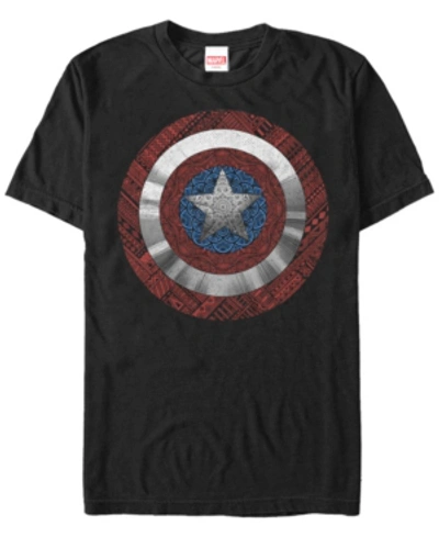 Marvel Men's Captain America Geometric Detailed Shield Short Sleeve T-shirt In Black