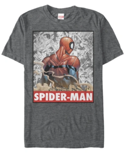 Marvel Men's Comic Collection Spider-man Comic Style Short Sleeve T-shirt In Charcoal H