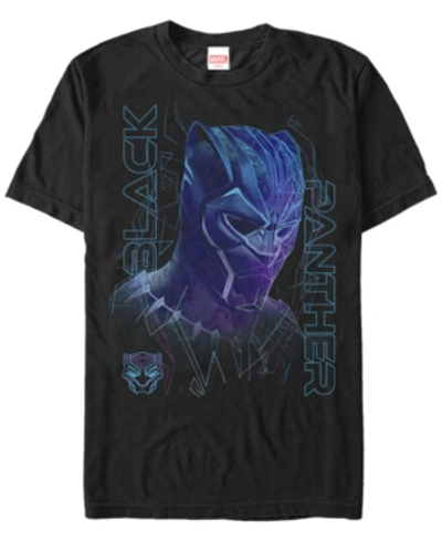 Marvel Men's Black Panther Neon Line Art Panther Short Sleeve T-shirt