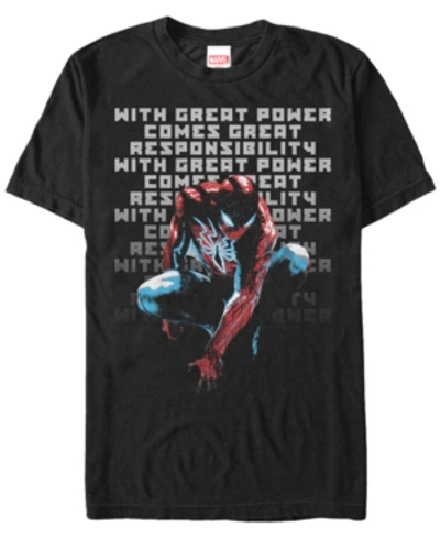 Marvel Men's Spider-man With Great Responsibility Short Sleeve T-shirt In Black