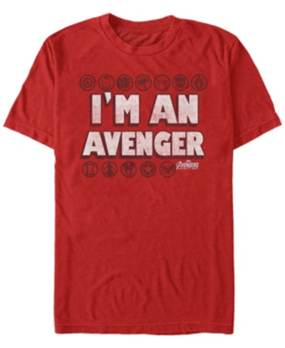 Marvel Men's Avengers Infinity War I'm An Avenger Symbols Short Sleeve T-shirt In Red