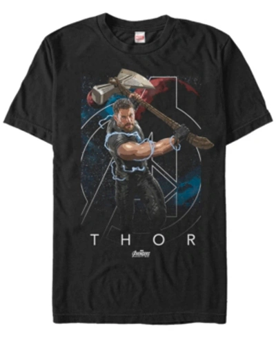 Marvel Men's Avengers Infinity War The Mighty Lightning Swing Of Thor Short Sleeve T-shirt In Black