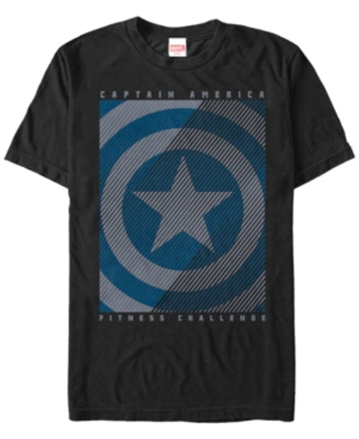 Marvel Men's Comic Collection Captain America Distressed Shield Fitness Challenge Short Sleeve T-shi In Black
