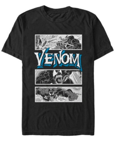 Marvel Men's Comic Collection Venom Action Panels Short Sleeve T-shirt In Black