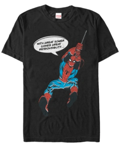 Marvel Men's Comic Collection Spider-man With Great Power Short Sleeve T-shirt In Black