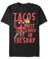 Marvel Men's Deadpool Tacos Best On Tuesday Short Sleeve T-shirt In Black