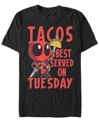 Marvel Men's Deadpool Tacos Best On Tuesday Short Sleeve T-shirt In Black