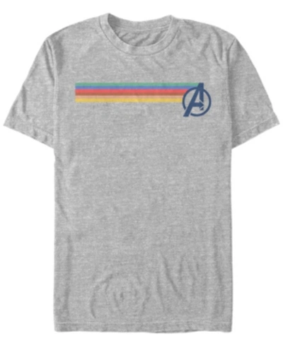 Marvel Men's Comic Collection Avengers Multi Stripe Logo Short Sleeve T-shirt In Heather Gray