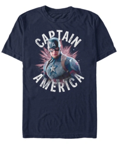 Marvel Men's Avengers Captain America Star Burst Short Sleeve T-shirt In Navy