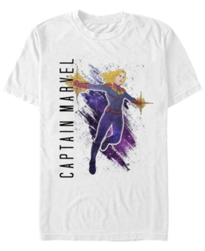 Marvel Men's Captain  Galaxy Painted Short Sleeve T-shirt In White