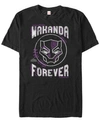 Marvel Men's Black Panther Wakanda Forever Geometric Panther Short Sleeve T-shirt In Black