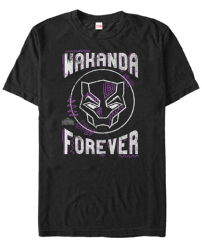 Marvel Men's Black Panther Wakanda Forever Geometric Panther Short Sleeve T-shirt