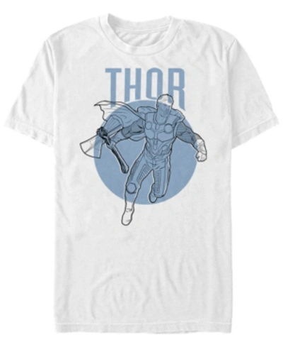 Marvel Men's Avengers Thor Simple Line Art Short Sleeve T-shirt In White