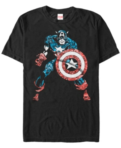 Marvel Men's Comic Collection Distressed Captain America Short Sleeve T-shirt In Black