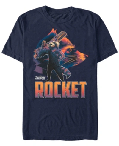 Marvel Men's Avengers Infinity War Rocket Posed Profile Short Sleeve T-shirt In Navy