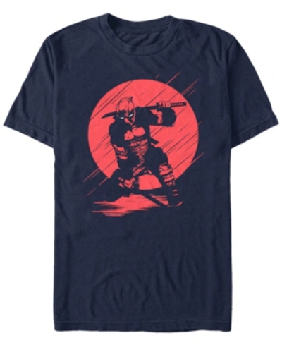 Marvel Men's Deadpool Samurai Stance Silhouette Short Sleeve T-shirt In Navy