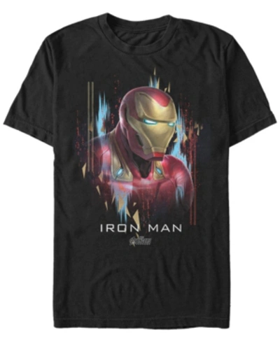 Marvel Men's Avengers Endgame Distorted Ironman Portrait Short Sleeve T-shirt In Black