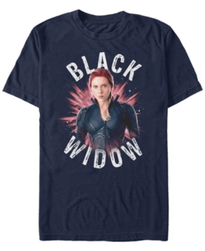 Marvel Men's Avengers Black Widow Star Burst Short Sleeve T-shirt In Navy