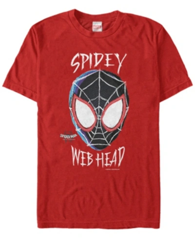 Marvel Men's Spider-man Into The Spiderverse Spidey Web Head Short Sleeve T-shirt In Red
