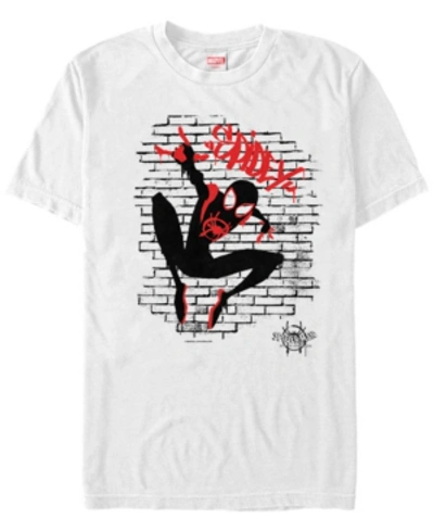 Marvel Men's Spider-man Into The Spiderverse Spidey Spray Paint Tag Short Sleeve T-shirt In White