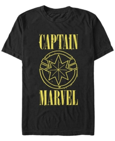 Marvel Men's Captain  Yellow Captain  Symbol Short Sleeve T-shirt In Black