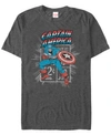 Marvel Men's Comic Collection Retro Captain America Stamp Short Sleeve T-shirt In Charcoal H