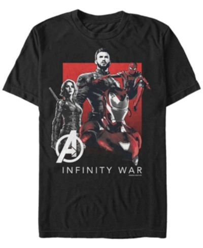 Marvel Men's Avengers Infinity War Black And Red Logo Group Shot Short Sleeve T-shirt