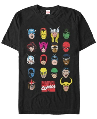 Marvel Men's Comic Collection Classic Head Shots Short Sleeve T-shirt In Black