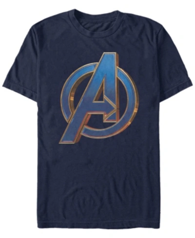 Marvel Men's Avengers Bold Blue Avengers Logo Short Sleeve T-shirt In Navy