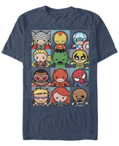 Marvel Men's Comic Collection Kawaii Avenger Boxes Short Sleeve T-shirt In Navy Heath