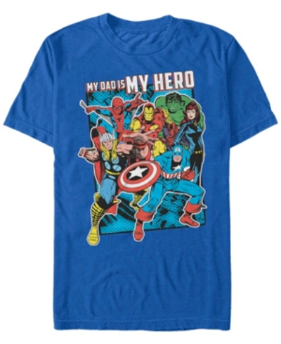 Marvel Men's Comic Collection My Dad Is My Hero Short Sleeve T-shirt In Royal