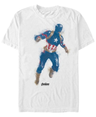 Marvel Men's Avengers Endgame Watercolor Painted Captain America Short Sleeve T-shirt In White