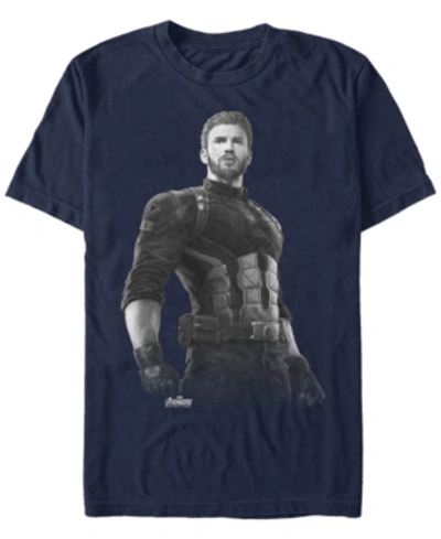 Marvel Men's Avengers Infinity War Captain America String Stare Short Sleeve T-shirt In Navy