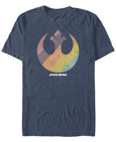Star Wars Men's Classic Rainbow Striped Rebel Logo Short Sleeve T-shirt In Navy Heather