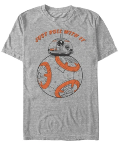 Star Wars Men's Bb-8 Just Roll With It Short Sleeve T-shirt In Gray