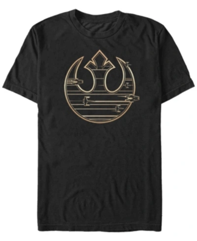 Star Wars Men's Golden Rebel Logo Short Sleeve T-shirt In Black