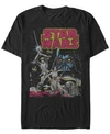 Star Wars Men's Classic Comic Luke Leia And Darth Vader Short Sleeve T-shirt In Black