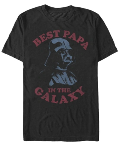Star Wars Men's Classic Darth Vader Best Papa In The Galaxy Short Sleeve T-shirt In Black