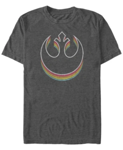 Star Wars Men's Classic Retro Rainbow Layered Rebel Logo Short Sleeve T-shirt In Charcoal Heather