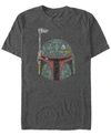 Star Wars Men's Classic Boba Fett Hidden Images Helmet Short Sleeve T-shirt In Charcoal Heather