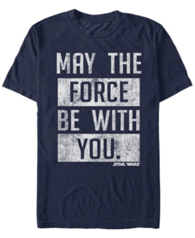 Star Wars Men's May The Force Be With You Stacked Text Short Sleeve T-shirt In Navy