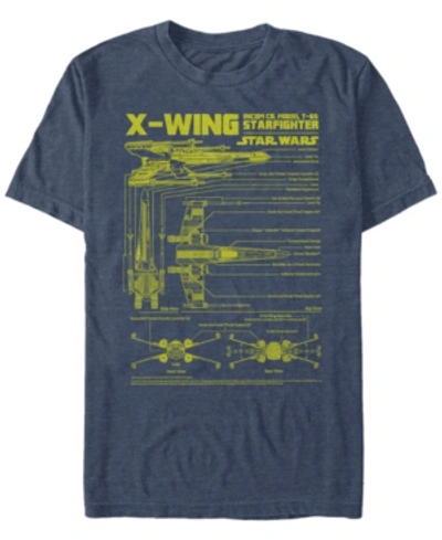 Star Wars Men's X-wing Starfighter Model Short Sleeve T-shirt In Royal Heather