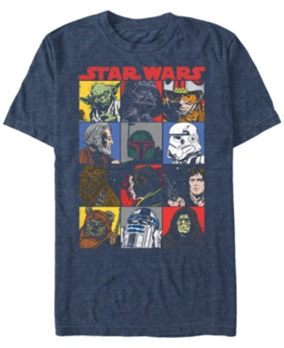 Star Wars Men's Classic Comic Character Squares Short Sleeve T-shirt In Navy Heather